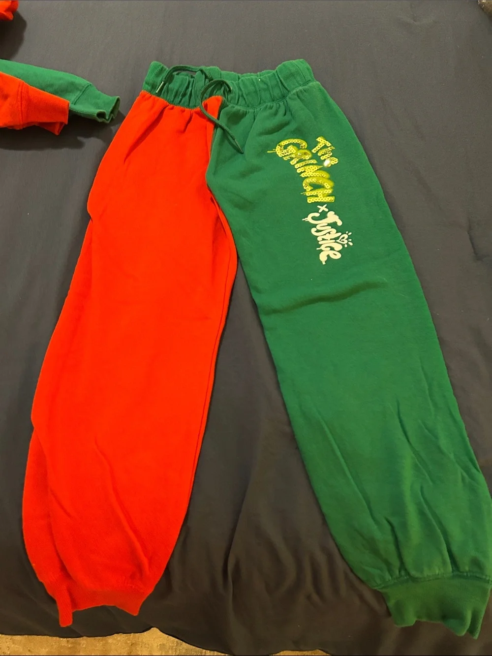 Justice Kids Matching Set The Grinch Red & Green Hoodie and Pants